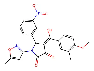 3-hydroxy-4-(4-methoxy-3-methylbenzoyl)-1-(5-methyl-1,2-oxazol-3-yl)-5-(3-nitrophenyl)-2,5-dihydro-1H-pyrrol-2-one structure