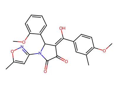 3-hydroxy-4-(4-methoxy-3-methylbenzoyl)-5-(2-methoxyphenyl)-1-(5-methyl-1,2-oxazol-3-yl)-2,5-dihydro-1H-pyrrol-2-one structure