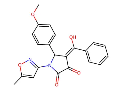 4-[hydroxy(phenyl)methylidene]-5-(4-methoxyphenyl)-1-(5-methyl-1,2-oxazol-3-yl)pyrrolidine-2,3-dione structure