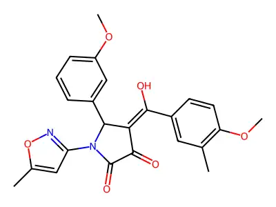 3-hydroxy-4-(4-methoxy-3-methylbenzoyl)-5-(3-methoxyphenyl)-1-(5-methyl-1,2-oxazol-3-yl)-2,5-dihydro-1H-pyrrol-2-one structure