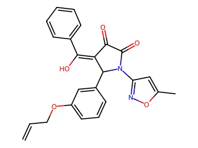 4-[hydroxy(phenyl)methylidene]-1-(5-methyl-1,2-oxazol-3-yl)-5-(3-prop-2-enoxyphenyl)pyrrolidine-2,3-dione structure