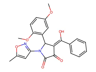4-benzoyl-5-(2,5-dimethoxyphenyl)-3-hydroxy-1-(5-methyl-1,2-oxazol-3-yl)-2,5-dihydro-1H-pyrrol-2-one structure