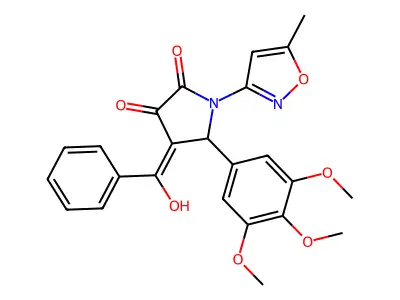 4-[hydroxy(phenyl)methylidene]-1-(5-methyl-1,2-oxazol-3-yl)-5-(3,4,5-trimethoxyphenyl)pyrrolidine-2,3-dione structure