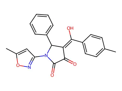3-hydroxy-1-(5-methyl-1,2-oxazol-3-yl)-4-(4-methylbenzoyl)-5-phenyl-2,5-dihydro-1H-pyrrol-2-one structure