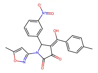 3-hydroxy-1-(5-methyl-1,2-oxazol-3-yl)-4-(4-methylbenzoyl)-5-(3-nitrophenyl)-2,5-dihydro-1H-pyrrol-2-one structure