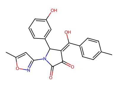3-hydroxy-5-(3-hydroxyphenyl)-1-(5-methyl-1,2-oxazol-3-yl)-4-(4-methylbenzoyl)-2,5-dihydro-1H-pyrrol-2-one structure