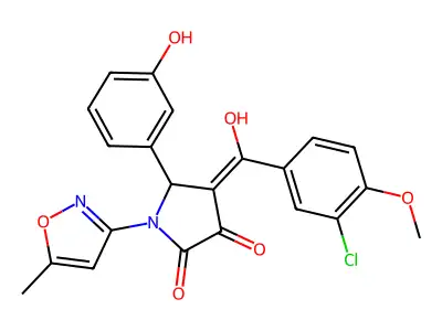 4-(3-chloro-4-methoxybenzoyl)-3-hydroxy-5-(3-hydroxyphenyl)-1-(5-methyl-1,2-oxazol-3-yl)-2,5-dihydro-1H-pyrrol-2-one structure