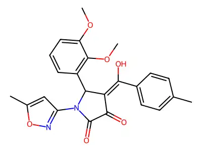 5-(2,3-dimethoxyphenyl)-3-hydroxy-1-(5-methyl-1,2-oxazol-3-yl)-4-(4-methylbenzoyl)-2,5-dihydro-1H-pyrrol-2-one structure