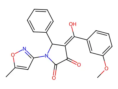 3-hydroxy-4-(3-methoxybenzoyl)-1-(5-methyl-1,2-oxazol-3-yl)-5-phenyl-2,5-dihydro-1H-pyrrol-2-one structure