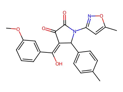 3-hydroxy-4-(3-methoxybenzoyl)-1-(5-methyl-1,2-oxazol-3-yl)-5-(4-methylphenyl)-2,5-dihydro-1H-pyrrol-2-one structure