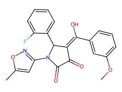 5-(2-fluorophenyl)-3-hydroxy-4-(3-methoxybenzoyl)-1-(5-methyl-1,2-oxazol-3-yl)-2,5-dihydro-1H-pyrrol-2-one structure