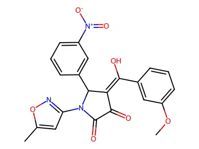 3-hydroxy-4-(3-methoxybenzoyl)-1-(5-methyl-1,2-oxazol-3-yl)-5-(3-nitrophenyl)-2,5-dihydro-1H-pyrrol-2-one structure