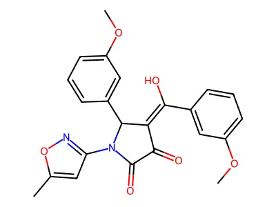 3-hydroxy-4-(3-methoxybenzoyl)-5-(3-methoxyphenyl)-1-(5-methyl-1,2-oxazol-3-yl)-2,5-dihydro-1H-pyrrol-2-one structure