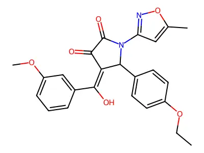 5-(4-ethoxyphenyl)-3-hydroxy-4-(3-methoxybenzoyl)-1-(5-methyl-1,2-oxazol-3-yl)-2,5-dihydro-1H-pyrrol-2-one structure