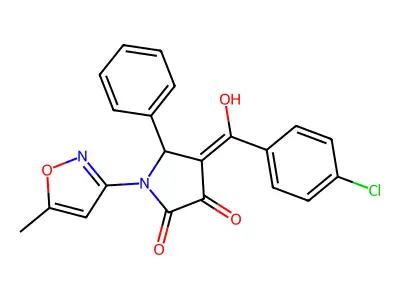 4-(4-chlorobenzoyl)-3-hydroxy-1-(5-methyl-1,2-oxazol-3-yl)-5-phenyl-2,5-dihydro-1H-pyrrol-2-one structure