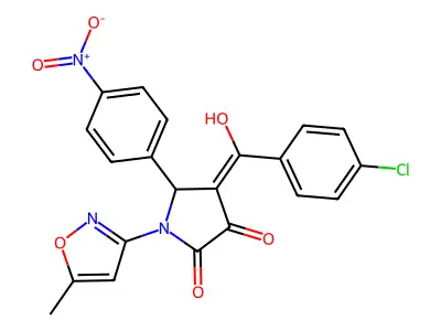 4-(4-chlorobenzoyl)-3-hydroxy-1-(5-methyl-1,2-oxazol-3-yl)-5-(4-nitrophenyl)-2,5-dihydro-1H-pyrrol-2-one structure