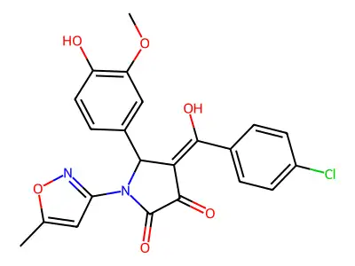 4-(4-chlorobenzoyl)-3-hydroxy-5-(4-hydroxy-3-methoxyphenyl)-1-(5-methyl-1,2-oxazol-3-yl)-2,5-dihydro-1H-pyrrol-2-one structure