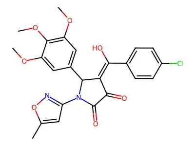 4-(4-chlorobenzoyl)-3-hydroxy-1-(5-methyl-1,2-oxazol-3-yl)-5-(3,4,5-trimethoxyphenyl)-2,5-dihydro-1H-pyrrol-2-one structure