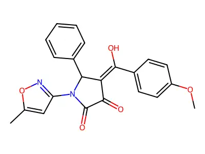 3-hydroxy-4-(4-methoxybenzoyl)-1-(5-methyl-1,2-oxazol-3-yl)-5-phenyl-2,5-dihydro-1H-pyrrol-2-one structure