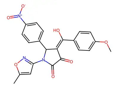 3-hydroxy-4-(4-methoxybenzoyl)-1-(5-methyl-1,2-oxazol-3-yl)-5-(4-nitrophenyl)-2,5-dihydro-1H-pyrrol-2-one structure