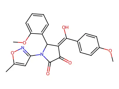 3-hydroxy-4-(4-methoxybenzoyl)-5-(2-methoxyphenyl)-1-(5-methyl-1,2-oxazol-3-yl)-2,5-dihydro-1H-pyrrol-2-one structure