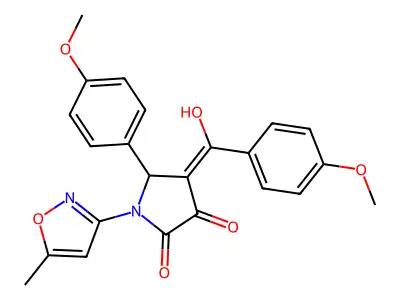 3-hydroxy-4-(4-methoxybenzoyl)-5-(4-methoxyphenyl)-1-(5-methyl-1,2-oxazol-3-yl)-2,5-dihydro-1H-pyrrol-2-one structure