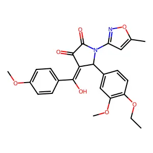 5-(4-ethoxy-3-methoxyphenyl)-3-hydroxy-4-(4-methoxybenzoyl)-1-(5-methyl-1,2-oxazol-3-yl)-2,5-dihydro-1H-pyrrol-2-one structure