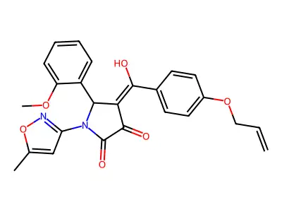 3-hydroxy-5-(2-methoxyphenyl)-1-(5-methyl-1,2-oxazol-3-yl)-4-[4-(prop-2-en-1-yloxy)benzoyl]-2,5-dihydro-1H-pyrrol-2-one structure