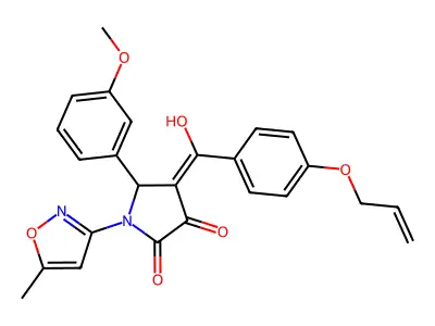 3-hydroxy-5-(3-methoxyphenyl)-1-(5-methyl-1,2-oxazol-3-yl)-4-[4-(prop-2-en-1-yloxy)benzoyl]-2,5-dihydro-1H-pyrrol-2-one structure
