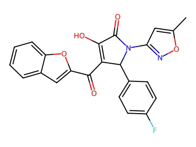 4-(benzofuran-2-carbonyl)-5-(4-fluorophenyl)-3-hydroxy-1-(5-methylisoxazol-3-yl)-1H-pyrrol-2(5H)-one structure