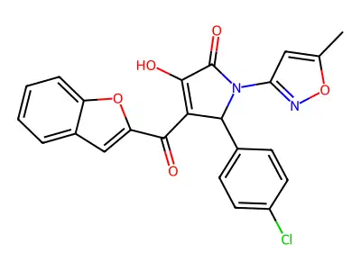 4-(benzofuran-2-carbonyl)-5-(4-chlorophenyl)-3-hydroxy-1-(5-methylisoxazol-3-yl)-1H-pyrrol-2(5H)-one structure
