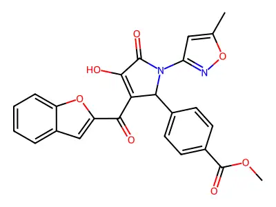 methyl 4-[(3E)-3-[1-benzofuran-2-yl(hydroxy)methylidene]-1-(5-methyl-1,2-oxazol-3-yl)-4,5-dioxopyrrolidin-2-yl]benzoate structure