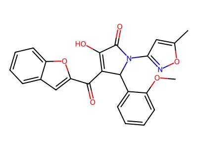 4-(benzofuran-2-carbonyl)-3-hydroxy-5-(2-methoxyphenyl)-1-(5-methylisoxazol-3-yl)-1H-pyrrol-2(5H)-one structure