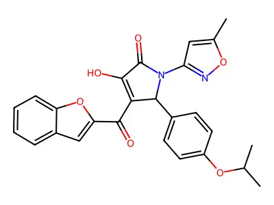 (4E)-4-[1-benzofuran-2-yl(hydroxy)methylidene]-1-(5-methyl-1,2-oxazol-3-yl)-5-[4-(propan-2-yloxy)phenyl]pyrrolidine-2,3-dione structure