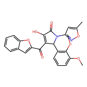 (4E)-4-[1-benzofuran-2-yl(hydroxy)methylidene]-5-(2,3-dimethoxyphenyl)-1-(5-methyl-1,2-oxazol-3-yl)pyrrolidine-2,3-dione structure