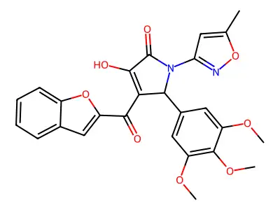 (4E)-4-[1-benzofuran-2-yl(hydroxy)methylidene]-1-(5-methyl-1,2-oxazol-3-yl)-5-(3,4,5-trimethoxyphenyl)pyrrolidine-2,3-dione structure