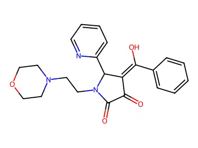 4-[hydroxy(phenyl)methylidene]-1-(2-morpholin-4-ylethyl)-5-pyridin-2-ylpyrrolidine-2,3-dione structure