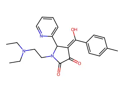 1-(2-diethylaminoethyl)-4-[hydroxy-(4-methylphenyl)methylidene]-5-pyridin-2-ylpyrrolidine-2,3-dione structure