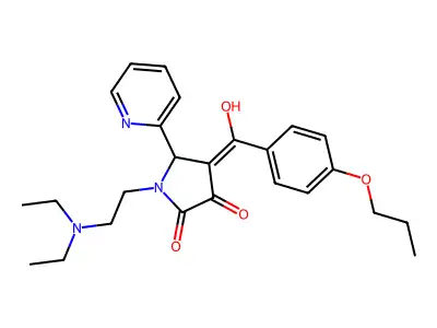 1-(2-diethylaminoethyl)-4-[hydroxy-(4-propoxyphenyl)methylidene]-5-pyridin-2-ylpyrrolidine-2,3-dione structure