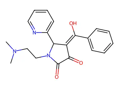 1-(2-dimethylaminoethyl)-4-[hydroxy(phenyl)methylidene]-5-pyridin-2-ylpyrrolidine-2,3-dione structure