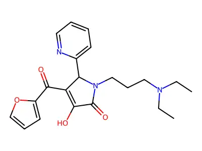 (4E)-1-[3-(diethylamino)propyl]-4-[furan-2-yl(hydroxy)methylidene]-5-(pyridin-2-yl)pyrrolidine-2,3-dione structure