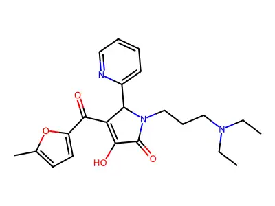 1-(3-(diethylamino)propyl)-3-hydroxy-4-(5-methylfuran-2-carbonyl)-5-(pyridin-2-yl)-1H-pyrrol-2(5H)-one structure
