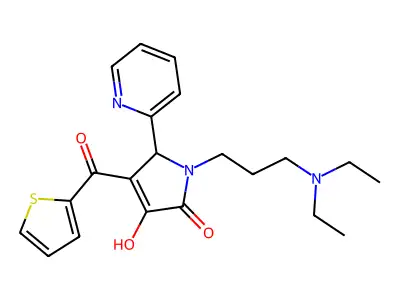 1-[3-(diethylamino)propyl]-3-hydroxy-5-(2-pyridinyl)-4-(2-thienylcarbonyl)-1,5-dihydro-2H-pyrrol-2-one structure