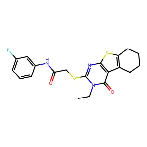 2-((3-Ethyl-4-oxo-3,4,5,6,7,8-hexahydrobenzo[4,5]thieno[2,3-d]pyrimidin-2-yl)thio)-N-(3-fluorophenyl)acetamide structure