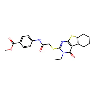Methyl 4-(2-((3-ethyl-4-oxo-3,4,5,6,7,8-hexahydrobenzo[4,5]thieno[2,3-d]pyrimidin-2-yl)thio)acetamido)benzoate structure