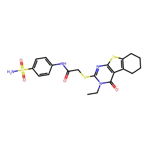 2-((3-Ethyl-4-oxo-3,4,5,6,7,8-hexahydrobenzo[4,5]thieno[2,3-d]pyrimidin-2-yl)thio)-N-(4-sulfamoylphenyl)acetamide structure