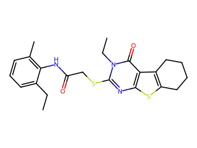 2-((3-Ethyl-4-oxo-3,4,5,6,7,8-hexahydrobenzo[4,5]thieno[2,3-d]pyrimidin-2-yl)thio)-N-(2-ethyl-6-methylphenyl)acetamide structure