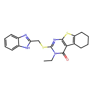 2-(((1H-Benzo[d]imidazol-2-yl)methyl)thio)-3-ethyl-5,6,7,8-tetrahydrobenzo[4,5]thieno[2,3-d]pyrimidin-4(3H)-one structure