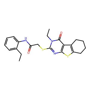 2-((3-Ethyl-4-oxo-3,4,5,6,7,8-hexahydrobenzo[4,5]thieno[2,3-d]pyrimidin-2-yl)thio)-N-(2-ethylphenyl)acetamide structure