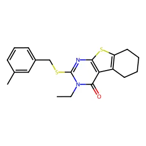 3-Ethyl-2-((3-methylbenzyl)thio)-5,6,7,8-tetrahydrobenzo[4,5]thieno[2,3-d]pyrimidin-4(3H)-one structure